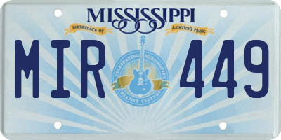 MS license plate MIR449