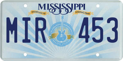 MS license plate MIR453