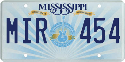 MS license plate MIR454