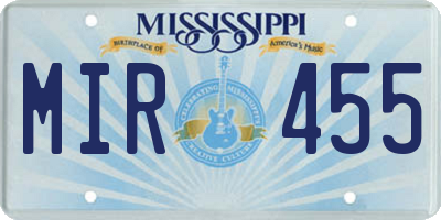 MS license plate MIR455