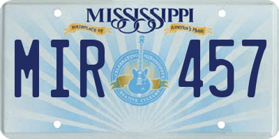MS license plate MIR457