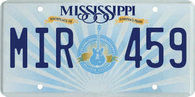 MS license plate MIR459