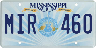 MS license plate MIR460
