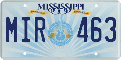 MS license plate MIR463