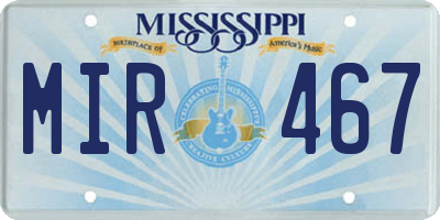 MS license plate MIR467