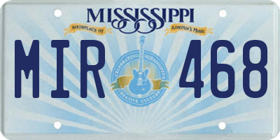 MS license plate MIR468