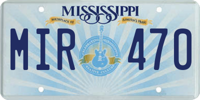 MS license plate MIR470