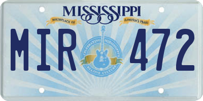 MS license plate MIR472