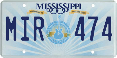 MS license plate MIR474