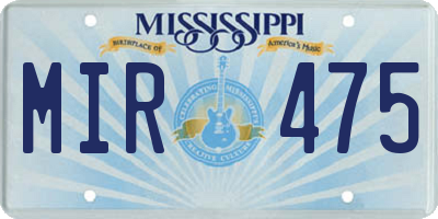 MS license plate MIR475