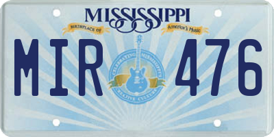 MS license plate MIR476