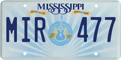 MS license plate MIR477