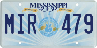 MS license plate MIR479
