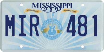 MS license plate MIR481