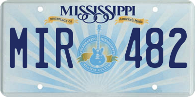 MS license plate MIR482