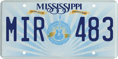 MS license plate MIR483