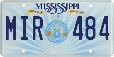 MS license plate MIR484