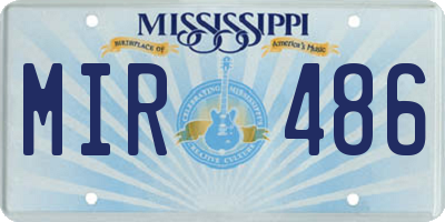 MS license plate MIR486