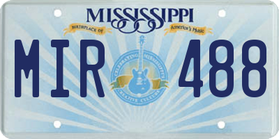 MS license plate MIR488