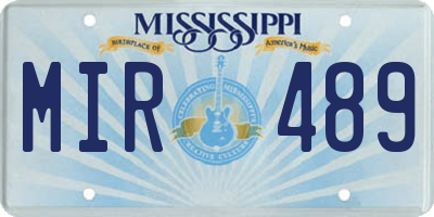 MS license plate MIR489