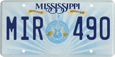 MS license plate MIR490