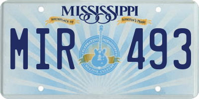 MS license plate MIR493