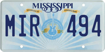 MS license plate MIR494