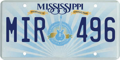 MS license plate MIR496