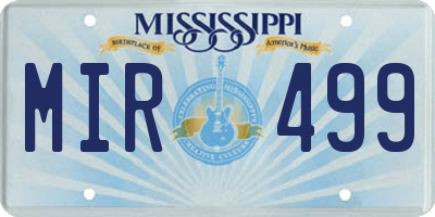 MS license plate MIR499
