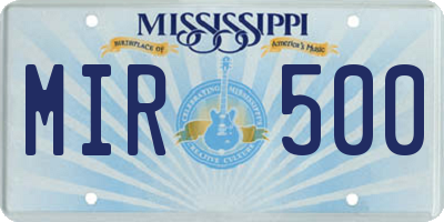 MS license plate MIR500