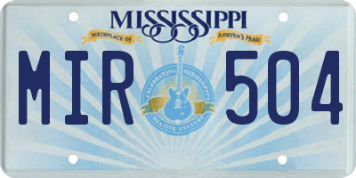 MS license plate MIR504