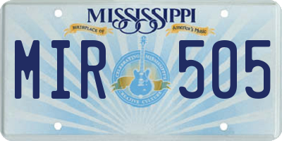 MS license plate MIR505