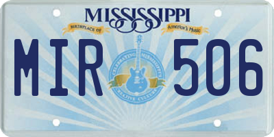 MS license plate MIR506