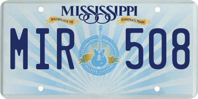 MS license plate MIR508