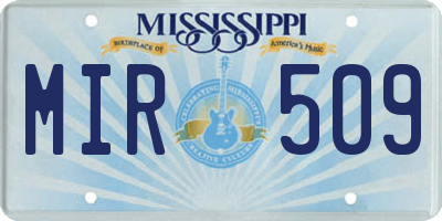 MS license plate MIR509