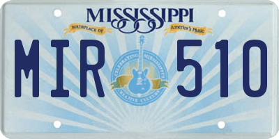 MS license plate MIR510
