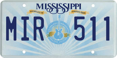 MS license plate MIR511