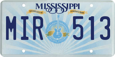 MS license plate MIR513
