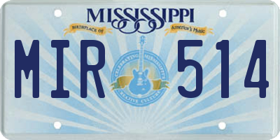 MS license plate MIR514