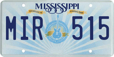 MS license plate MIR515