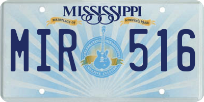 MS license plate MIR516