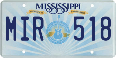 MS license plate MIR518