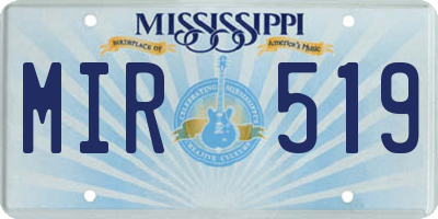 MS license plate MIR519