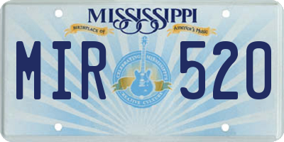 MS license plate MIR520
