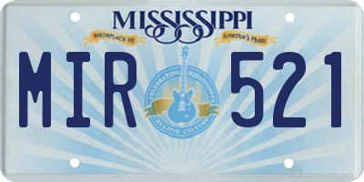 MS license plate MIR521