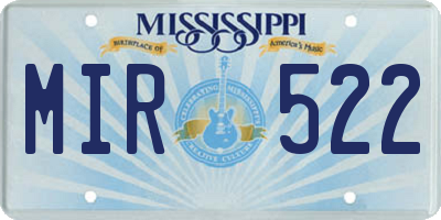 MS license plate MIR522