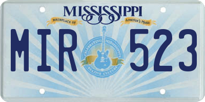 MS license plate MIR523