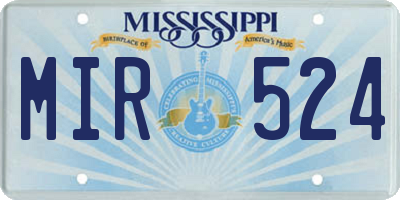 MS license plate MIR524