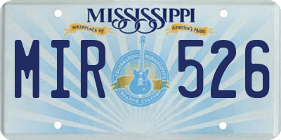 MS license plate MIR526