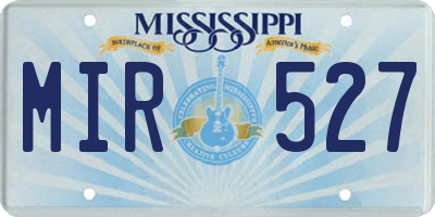 MS license plate MIR527